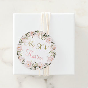 Blush Pink Quinceanera Favour Thank You Gift Tags