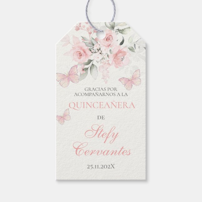 Blush Pink Quinceanera Gift Tags (Front)
