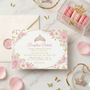 Blush Pink Quinceañera Golden Butterfly  Enclosure Card