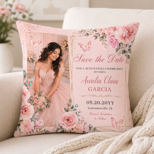 Blush Pink Quinceañera Throw Pillow