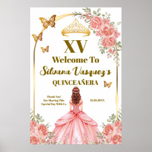 Blush Pink Quinceanera Welcome Template Poster