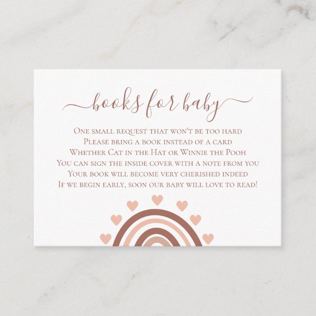 Blush Pink Rainbow Baby Book Request Enclosure Card (Front)