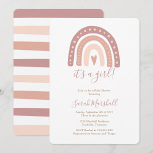 Blush Pink Rainbow Girl It’s a Girl Baby Shower Invitation