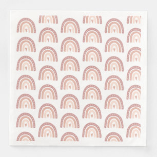 Blush Pink Rainbow Pattern Girl Baby Dinner Napkin