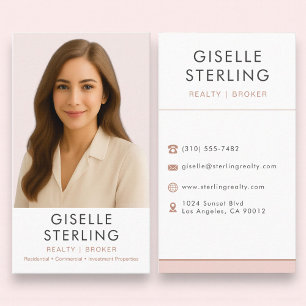 Blush Pink Real Estate Agent Broker  Business Card
