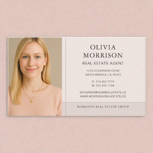 Blush Pink Real Estate Agent Photo Business Card