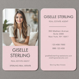 Blush Pink Real Estate Agent Photo Business Card