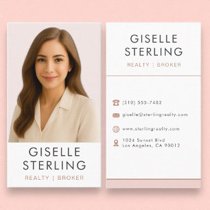 Blush Pink Real Estate Broker Professional Elegant Business Card