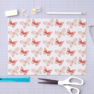 Blush Pink Red Butterflies Birthday Tissue Paper