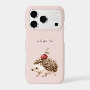 Blush Pink Red Cherry Adorable Hedgehog