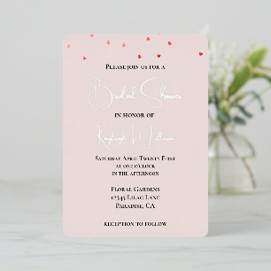 Blush Pink Red Falling Hearts Bridal Shower