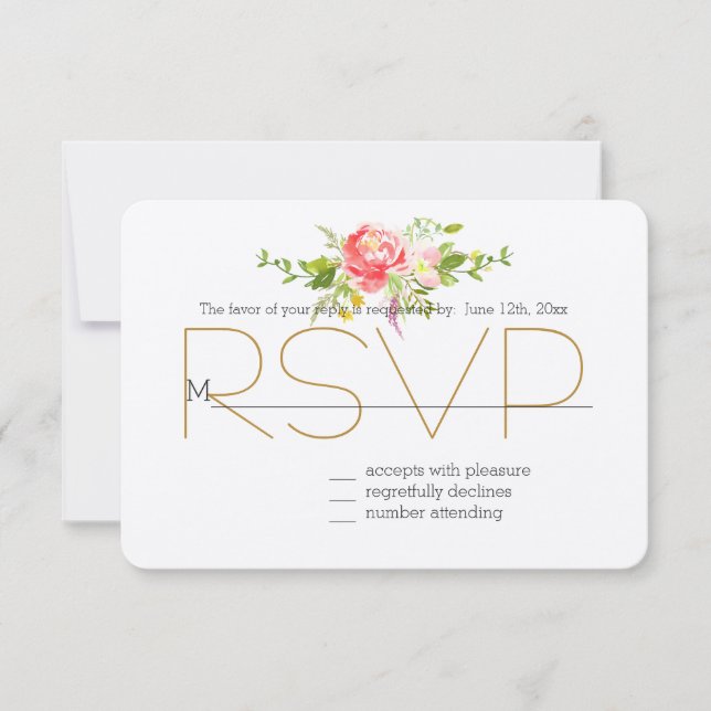 Blush Pink Red Floral RSVP Card (Front)