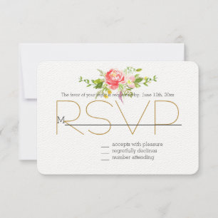 Blush Pink Red Floral RSVP Card