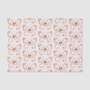 Blush Pink Red Hearts Butterfly Birthday Tissue Paper