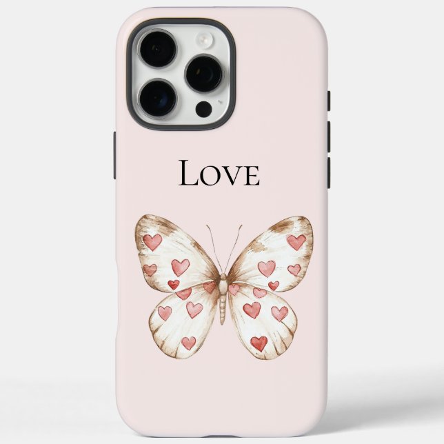 Blush Pink Red Hearts Butterfly Love Case-Mate iPhone Case (Back)