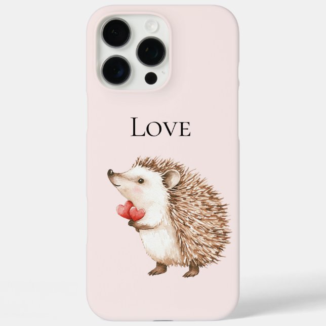 Blush Pink Red Hearts Hedgehog Love Case-Mate iPhone Case (Back)