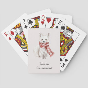 Blush Pink Red White Peppermint Fox  Playing Cards