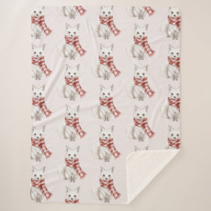 Blush Pink Red White Peppermint Fox Sherpa Blanket