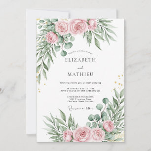Blush Pink Refined Botanical Wedding Invitation