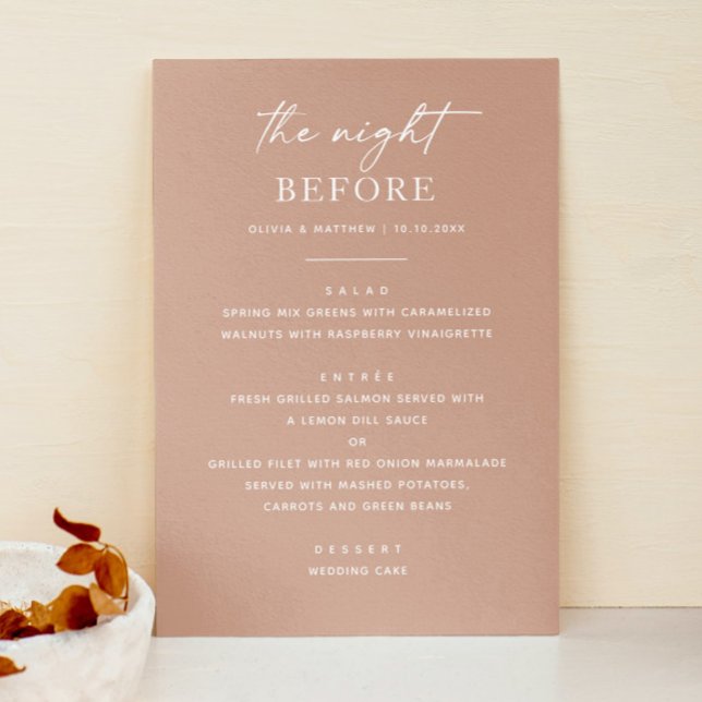 Blush Pink Rehearsal Dinner | Night Before Modern Menu (Creator Uploaded)