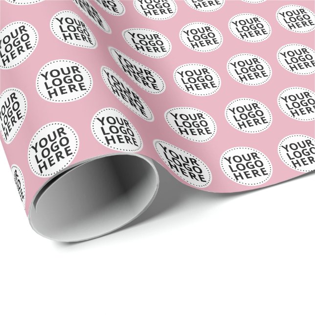Blush Pink Repeating Business Logo Wrapping Paper (Roll Corner)