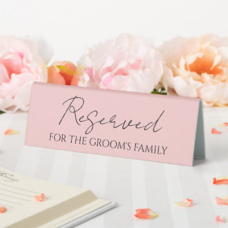 Blush Pink Reserved for Groom's Family Wedding