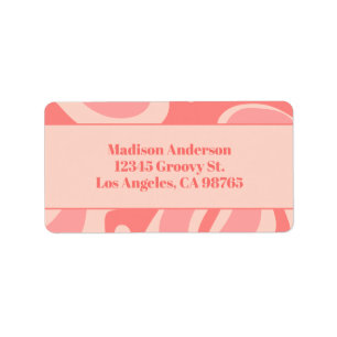 Blush Pink Retro Abstract Swirl Pattern Label
