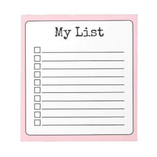 Blush Pink Retro Custom Checklist Lined Notepad