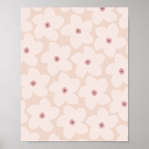Blush Pink Retro Flower Poster