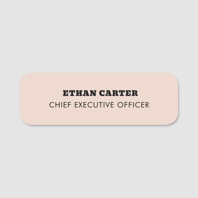 Blush Pink Retro Minimal Feminine Identity Name Tag (Front)