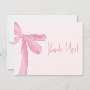 Blush Pink ribbon bow Custom business logo Thank You Card
