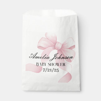Blush Pink Ribbon Coquette Girl Baby Shower Favour Bags