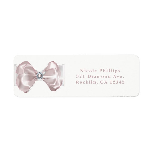 Blush Pink Ribbon & Diamonds Elegant Invitation (Front)