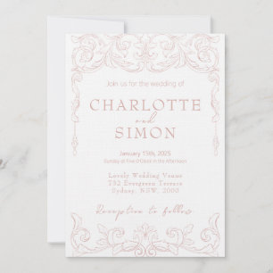 Blush Pink Rococo Theme Wedding Invitation