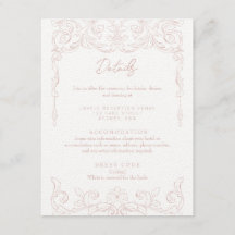 Blush Pink Rococo Wedding Details Card