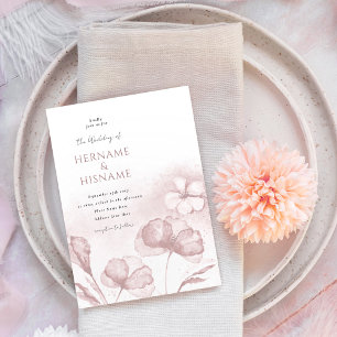 Blush Pink Romantic Floral Watercolor Wedding Invitation