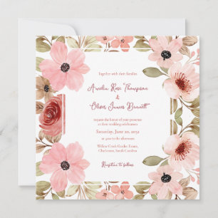 Blush Pink Romantic Floral Wedding Invitation