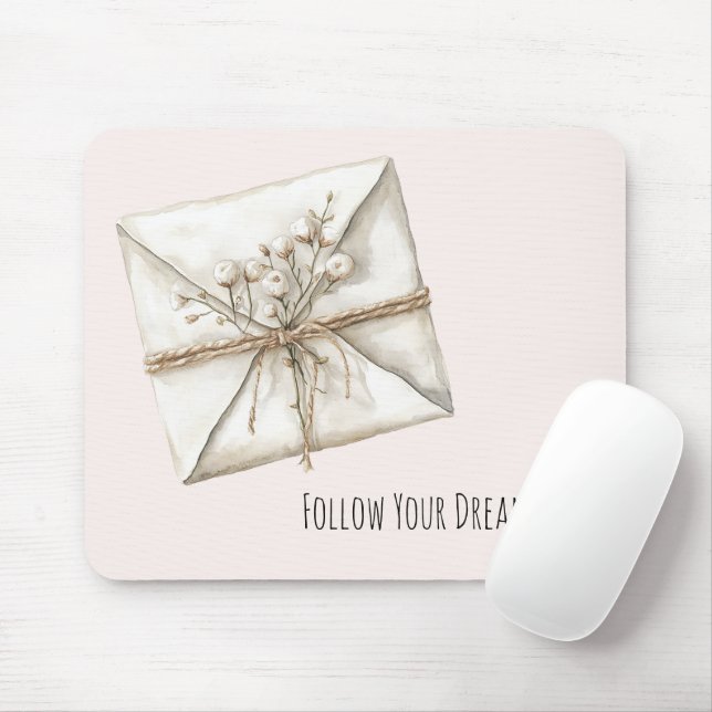 Blush Pink Romantic Flowers Envelope Dreams Mouse Mat (With Mouse)