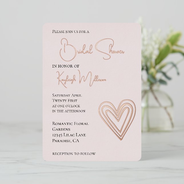 Blush Pink Romantic Layered Heart Bridal Shower (Standing Front)