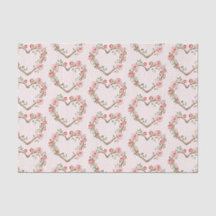 Blush Pink Romantic Red Rose Floral Heart Wedding Tissue Paper
