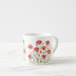 Blush Pink Romantic Red Roses Bridal Shower Espresso Cup