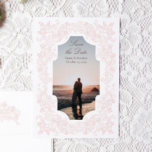 Blush Pink Romantic Victorian Photo Save The Date