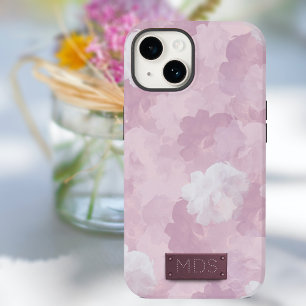Blush Pink Romantic Watercolor Floral Monogram  Case-Mate iPhone 14 Case