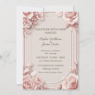 Blush Pink Rose Arch Wedding Invitation