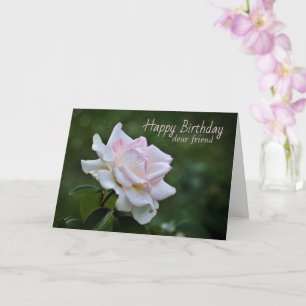 Blush Pink Rose Birthday Wishes for Friend Card