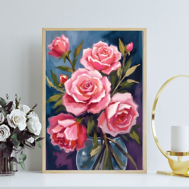 Blush Pink Rose Bouquet Painted Poster (Creator Uploaded)