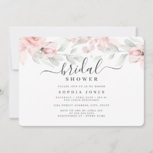 Blush Pink Rose Bridal Shower Invitation