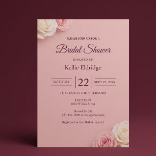 Blush Pink Rose Bridal Shower Invitation