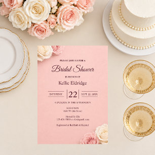 Blush Pink Rose Bridal Shower Invitation