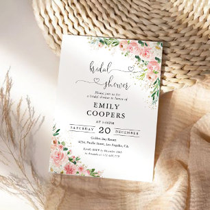 Blush Pink Rose Bridal Shower Invitation